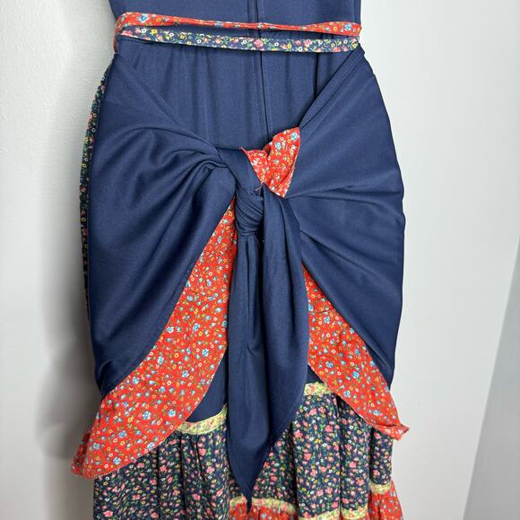 Jody T of California Vintage 70's Prairie Cottage Tier Floral Ruffle Midi Dress - Picture 16 of 16